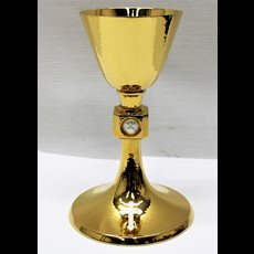 8 1/2" Sterling Chalice & Paten with Hand Hammered Finish SKU THS-136